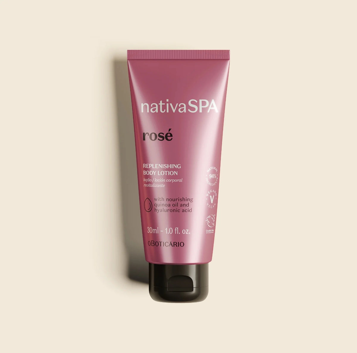 Nativa SPA Rosé Replenishing Travel-Size Lotion 30ml |o Boticário